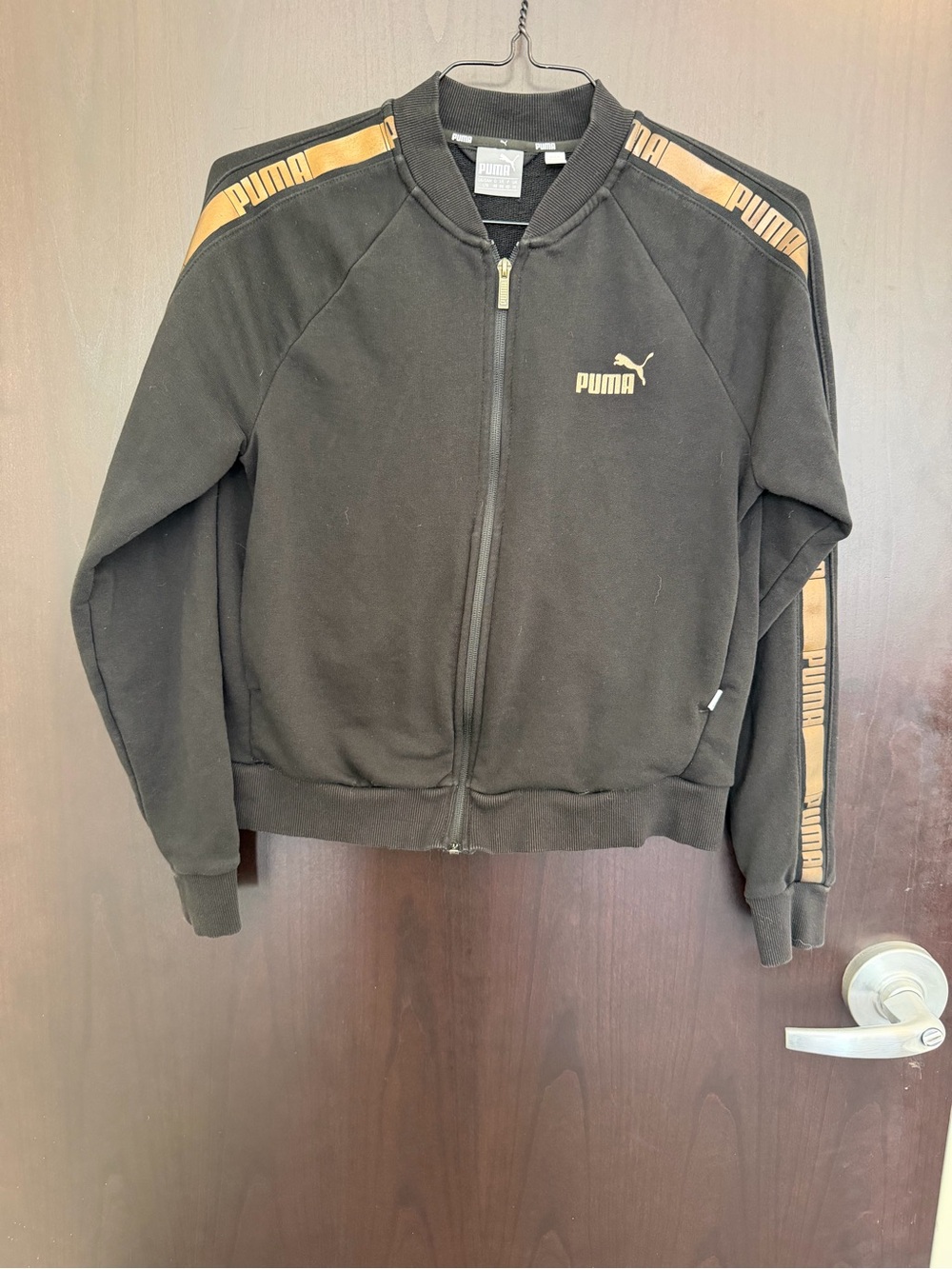 Puma Black Jacket with Gold Zipper Pull Women’s Size Large
